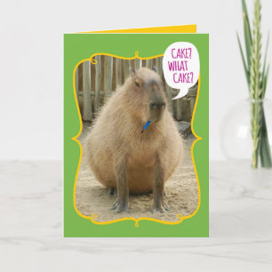 Tarjeta Famoso cumpleaños de Capibara que come pasteles