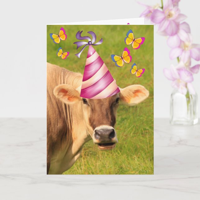 Tarjeta Famoso cumpleaños MOOLICIOSO de vaca (Orquídea)