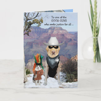 Tarjeta Famoso cumpleaños occidental para el gato y el per