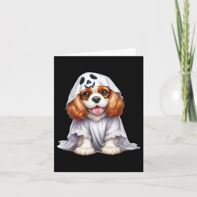 Tarjeta Famoso fantasma Cavalier Rey Charles Spaniel Perro (Anverso)