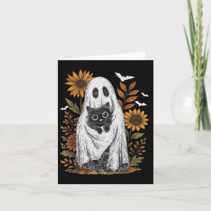 Tarjeta Famoso fantasma sostiene gato negro gatito fantasm