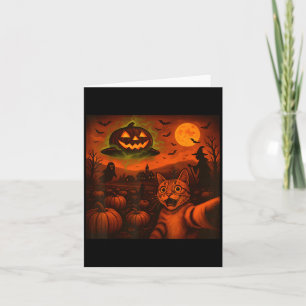 Tarjeta Famoso gatito de Halloween Selfie calabaza fantasm