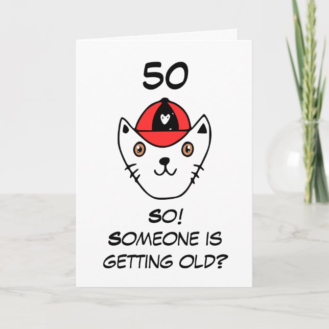 Tarjeta Famoso gato Chiste Snarky Hermana 50 cumpleaños (Anverso)