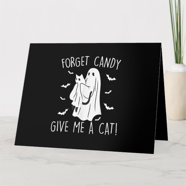 Tarjeta Famoso Gato Halloween Fantasma Olvidar Candy Darme (Anverso)