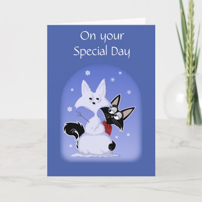 Tarjeta Famoso gato personalizado en tu día especial de cu (Anverso)