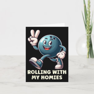 Tarjeta Famoso Jugador De Boliche Hombres Mujeres Rollando