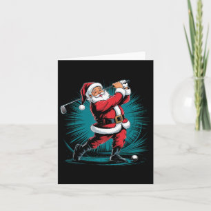 Tarjeta Famoso Santa Golfing Ball Sport Swing Navidades Fú
