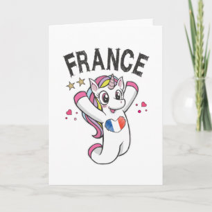 Tarjeta Fan de fútbol de Francia Unicornio con bandera car
