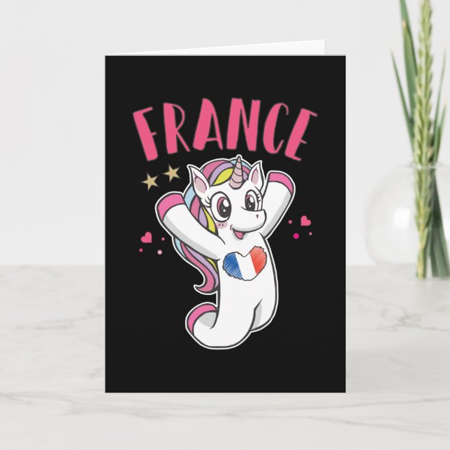 Tarjeta Fan de fútbol de Francia Unicornio con bandera car (Anverso)