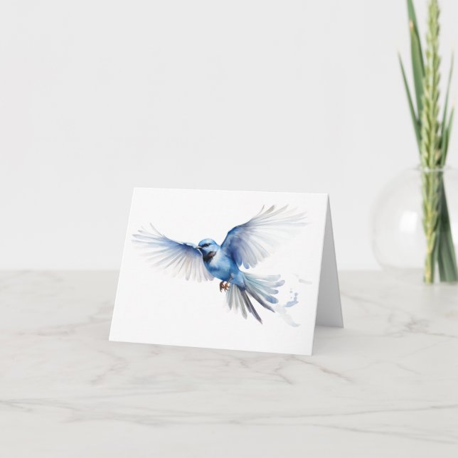 Tarjeta Fancy Blue Bird Flying BLANK (Anverso)