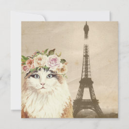 Tarjeta Fancy Cat & Eiffel Tower