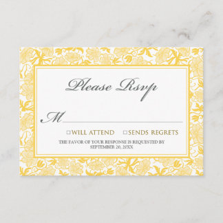 Tarjeta Fancy Floral RSVP (amarillo limón)