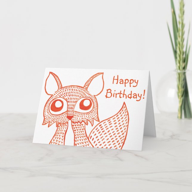 Tarjeta Fancy Fox Greetings Card: ¡Feliz cumpleaños! (Anverso)