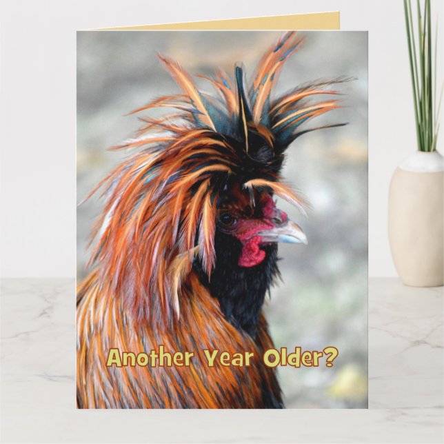 Tarjeta Fancy Rooster Happy Birday Humor de GRAN TAMAÑO (Anverso)