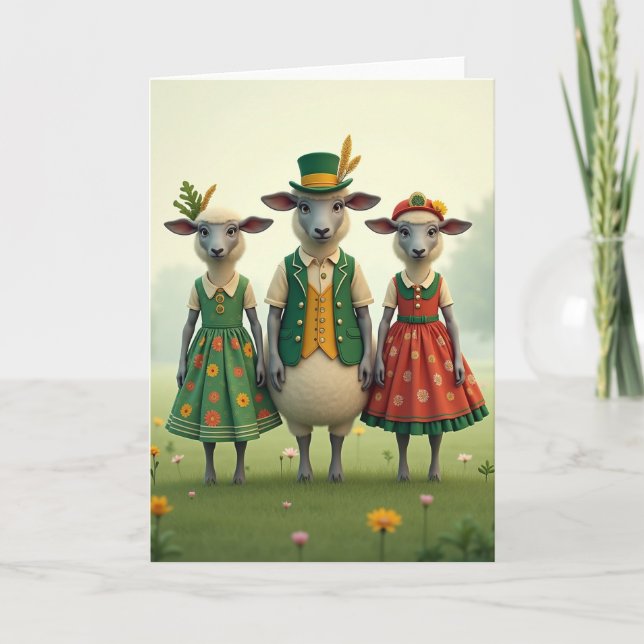 Tarjeta Fancy Sheep Meadow Folk Card (Anverso)