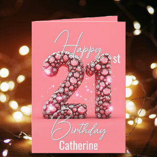 Tarjeta Fancy Sparkling Diamond-Encrustado 21 cumpleaños