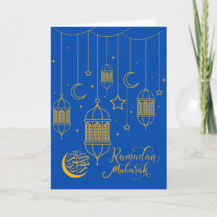Tarjeta Fanoos Linternas de Ramadan Mubarak por la Noche