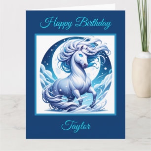 Tarjeta Fantasía Caballo Blanco en la carta de cumpleaños 