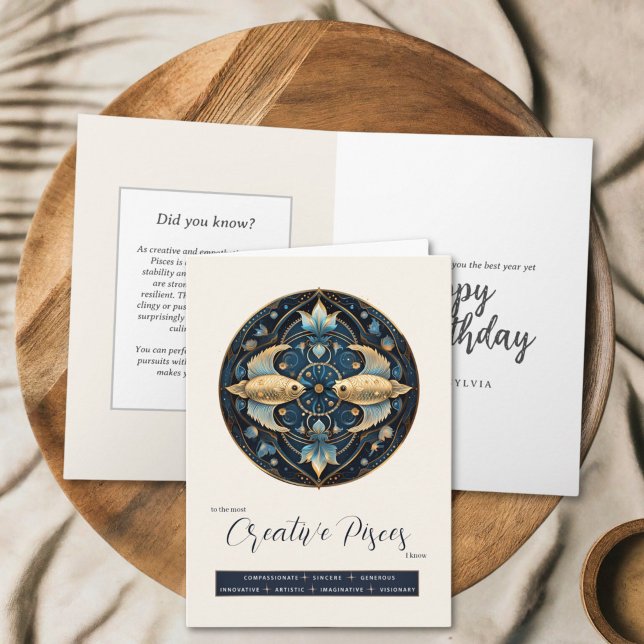 Tarjeta Fantasía Celeste Símbolo zodiaco Pisces Cumpleaños (Subido por el creador)