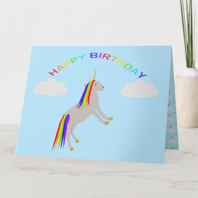 Tarjeta Fantasía cumpleaños Unicornio Personalizado de arc (Anverso)