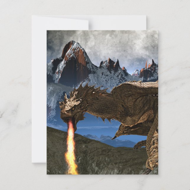 Tarjeta Fantasía de Dragon Wyvern con Respiración al Fuego (Anverso)