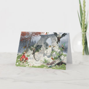 Tarjeta Fantasía de Dragones Bebés y Hadas