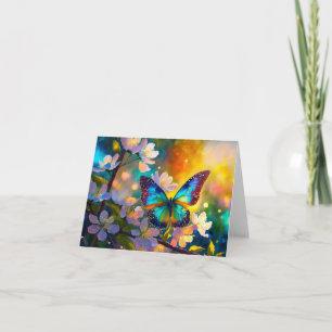 Tarjeta Fantasía de Flor de Cerezo Mariposa Amanecer