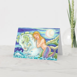 TARJETA FANTASÍA DE SAILOR MERMAID RIDING MERHORSE