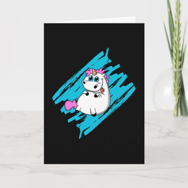 Tarjeta Fantasía de Unicornio Animales Divertidos Regalo A (Anverso)