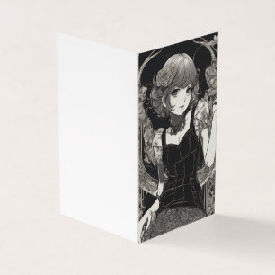 Tarjeta Fantasía gótica LBD Pequeño vestido negro en blanc