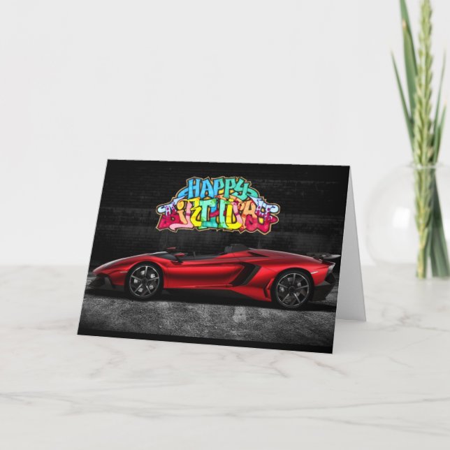 Tarjeta Fantasía Graffiti Dream Car Birday Card (Anverso)