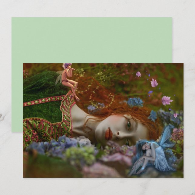 Tarjeta Fantasía Lady In Fairy Garden (Anverso / Reverso)