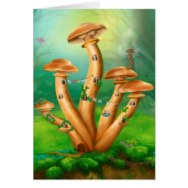 Tarjeta Fantasía Mushrooms miel agarics la casa (Frente)