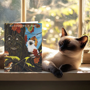 Tarjeta Fantasía otoñal de Tree Ent Cat