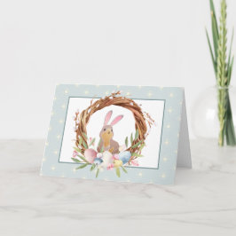 Tarjeta Fantasiosa Corona de Pascua de Conejo de Huevo