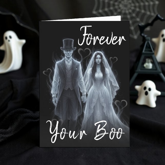 Tarjeta Fantasma Boo Esposa gótica Halloween Cumpleaños (Ghost Boo Gothic Husband Wife Halloween Birthday Card
)