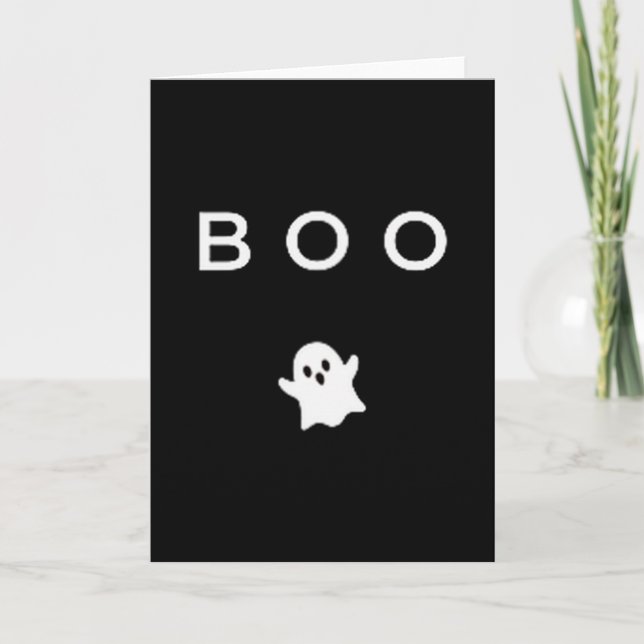 Tarjeta Fantasma Boo Halloween Sutil Mínimo Otoño Divertid (Anverso)