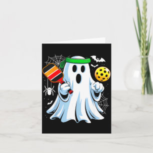 Tarjeta Fantasma Boo jugando pickle ball divertido Hallowe