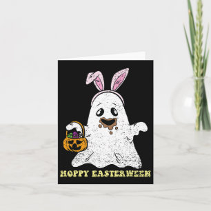 Tarjeta Fantasma Bunny Hoppy Easter Huevo Caza Primavera H