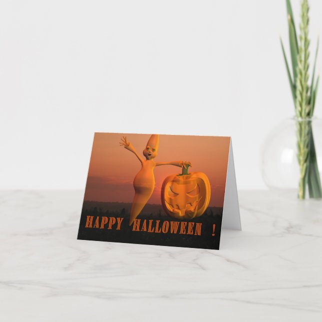 Tarjeta Fantasma con Calabaza (Anverso)
