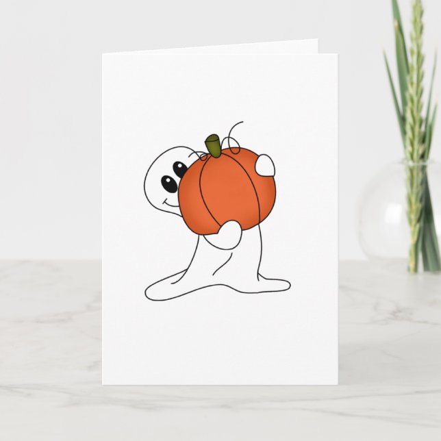Tarjeta Fantasma con Calabaza Naranja (Anverso)