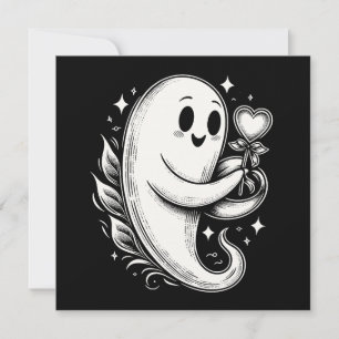 Tarjeta Fantasma con corazón adorado San Valentín