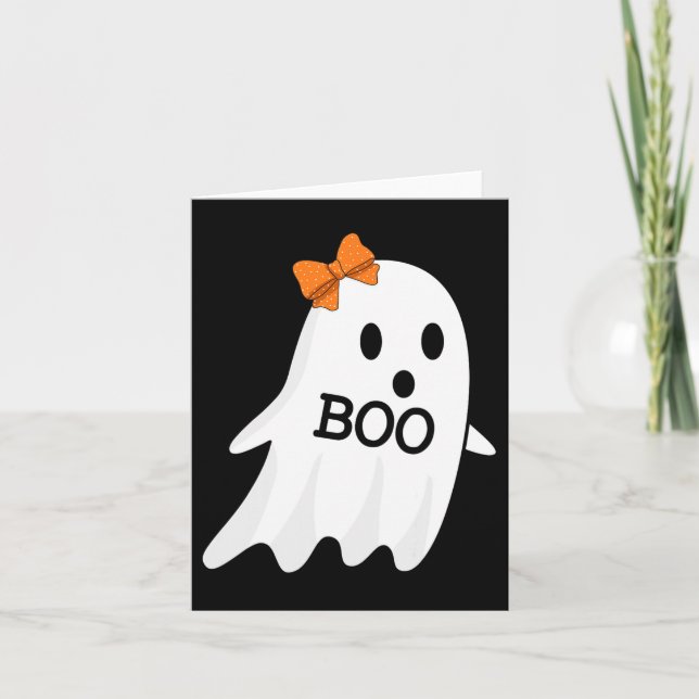Tarjeta Fantasma Con Disfraz De Halloween De Bow Boo Para  (Anverso)