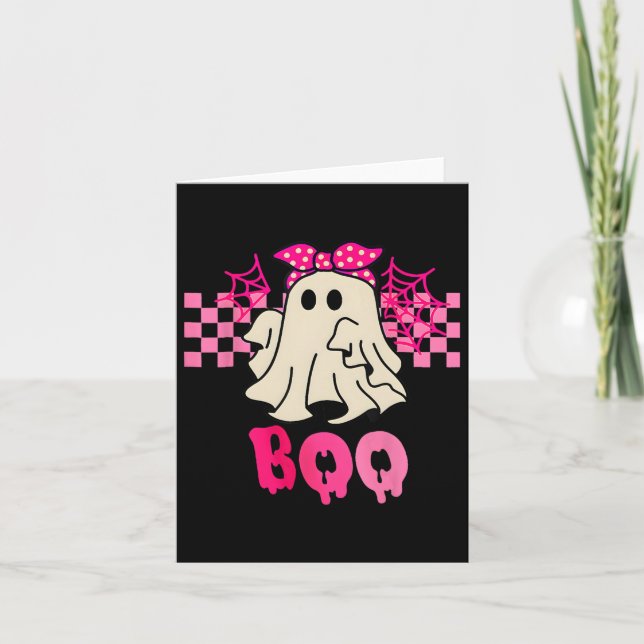 Tarjeta Fantasma Con Halloween De Bow Boo Para Niños Chica (Anverso)