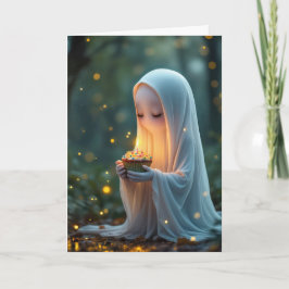 Tarjeta Fantasma con un pastel de cumpleaños