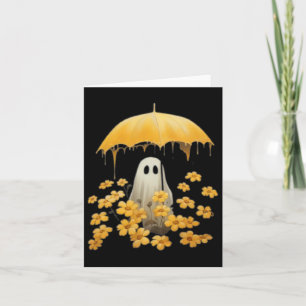 Tarjeta Fantasma De Fantasma Floral Vintage Halloween En E