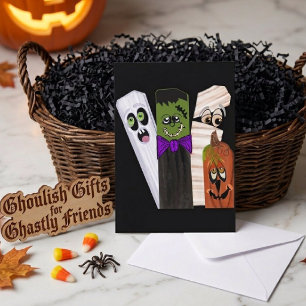 Tarjeta Fantasma de Frankenstein divertido Calabaza Hombre