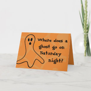 Tarjeta Fantasma de Halloween de la criba