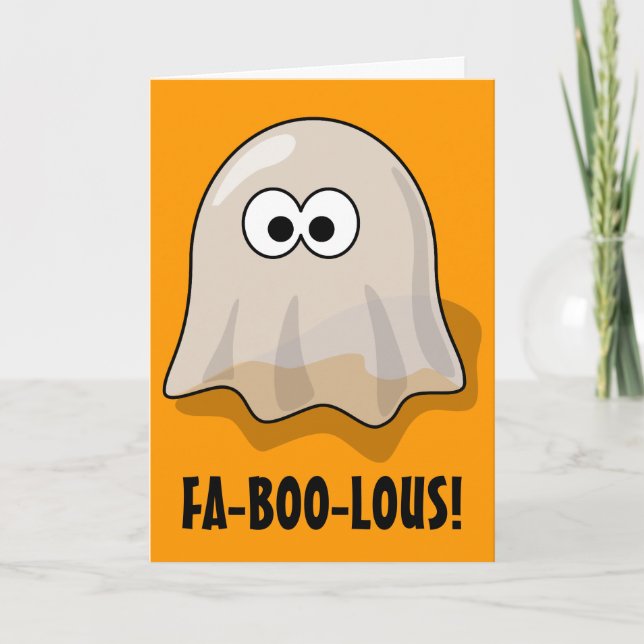 Tarjeta Fantasma de Halloween, Personalizado adorable de F (Anverso)
