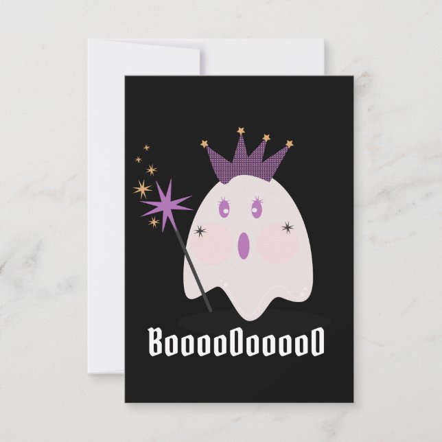 Tarjeta Fantasma de Halloween Princesa Elegante Boooooooo (Anverso)